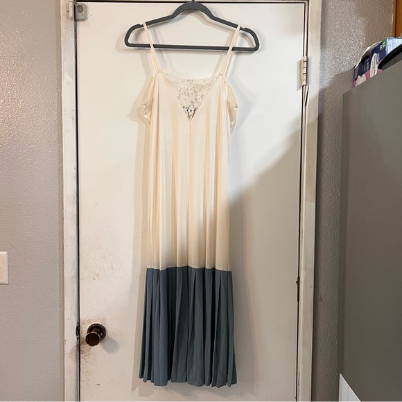 Kamisato Lace Slip Dress Plated Midi American Vintage USA Y2K Fairycore Cottage - Picture 2 of 16